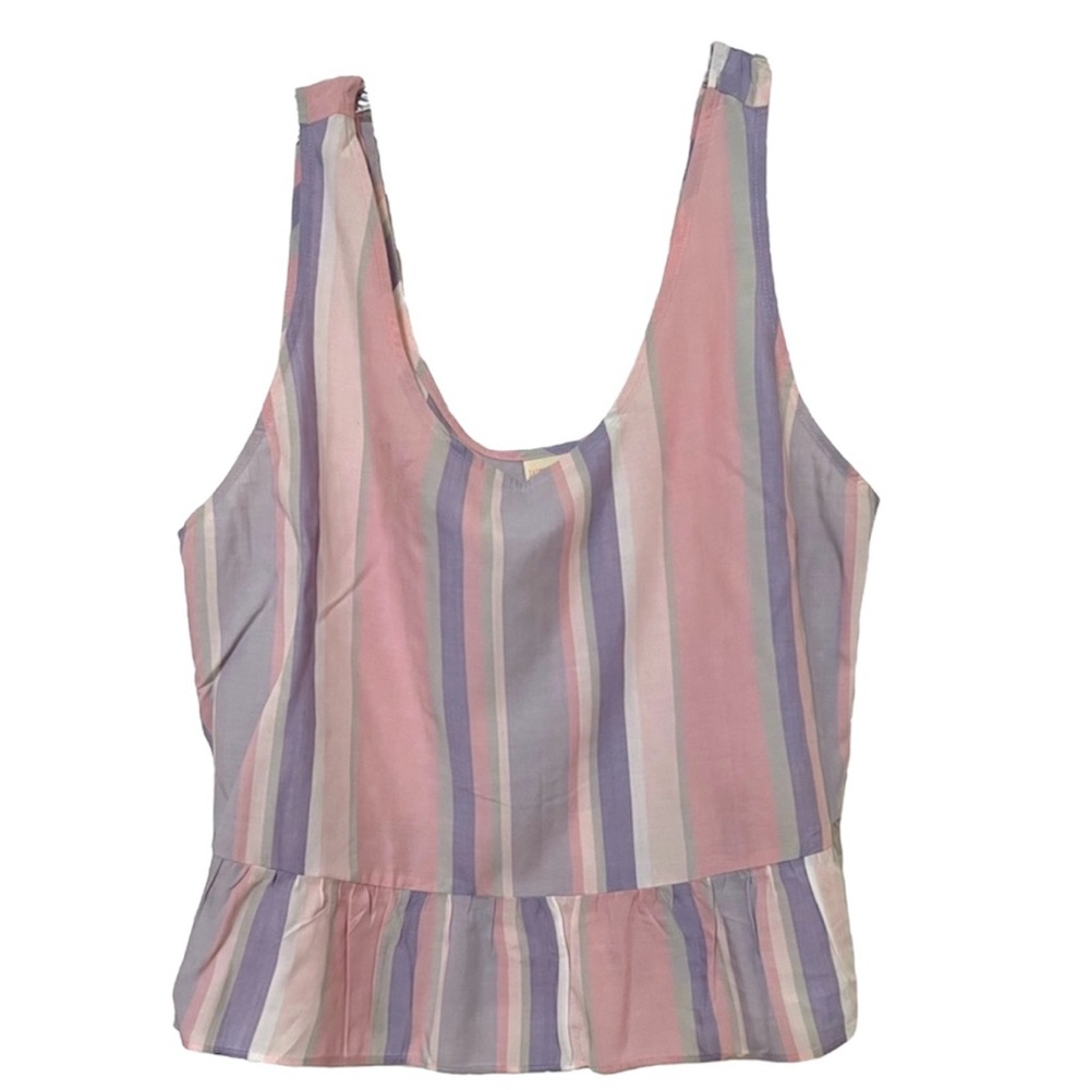 Jasmine & Ginger stripe pastel ruffle tank top sleeveless Summer light wear Sz L